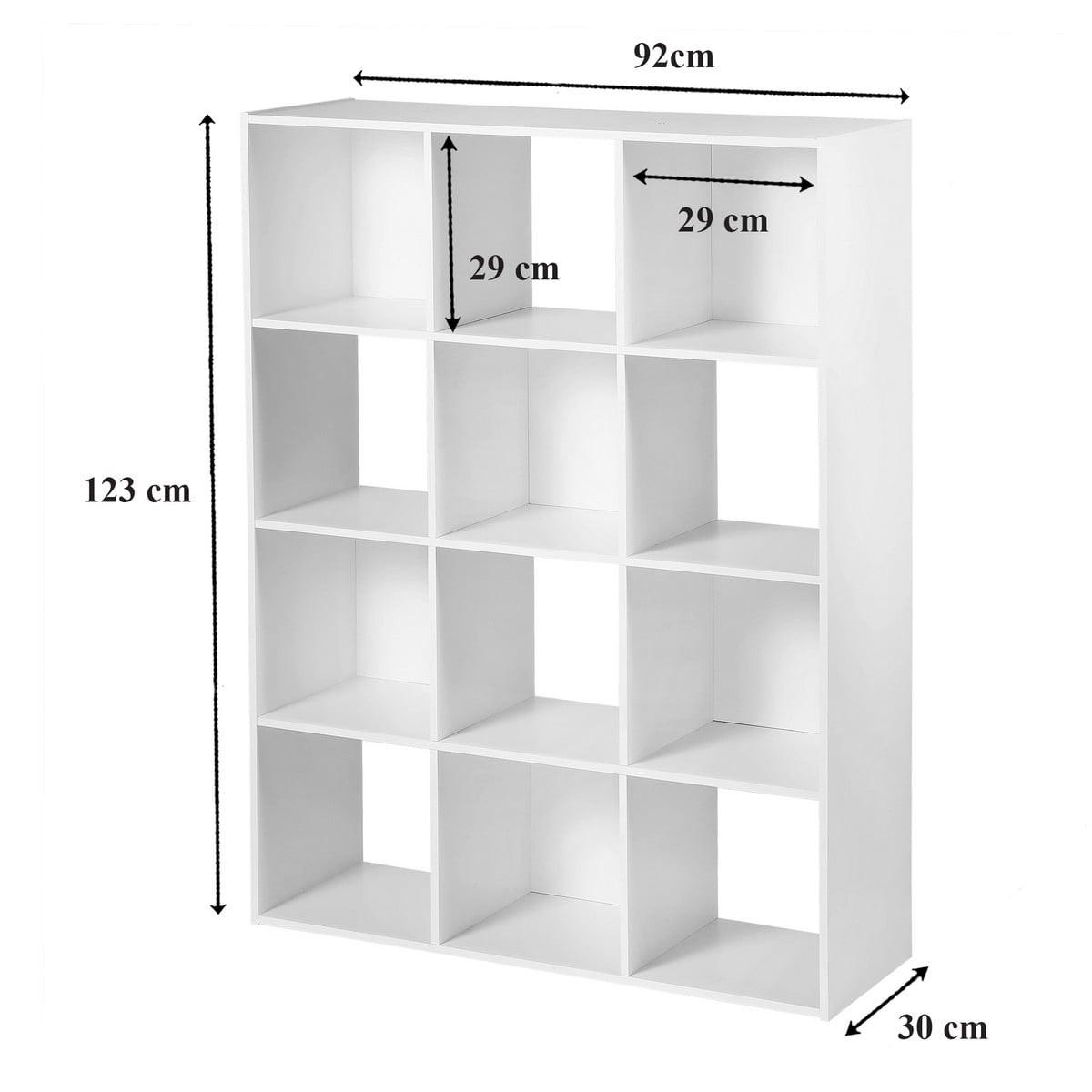 AUFBEWAHRUNGSREGAL mit 12 Fächern - L93 x H124 cm - Weiß, Holzwerkstoff (29.8/124.2/35cm) - Calicosy