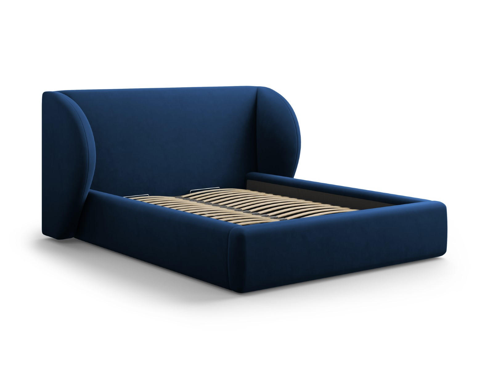 BETT mit Bettkasten und Kopfteil Miley aus Samt königsblau 180x200cm - Blau, Textil (180/200cm) - Micadoni