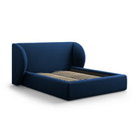 BETT mit Bettkasten und Kopfteil Miley aus Samt königsblau 200x200cm - Blau, Textil (200/200cm) - Micadoni