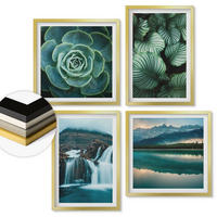 WANDBILDER 4er Set - 50x50 cm & 40x60 cm Goldrahmen - Nahaufnahmen von Blättern sukkulenter Pflanzen - Goldfarben, Kunststoff (50/50cm) - ArtPrintCave