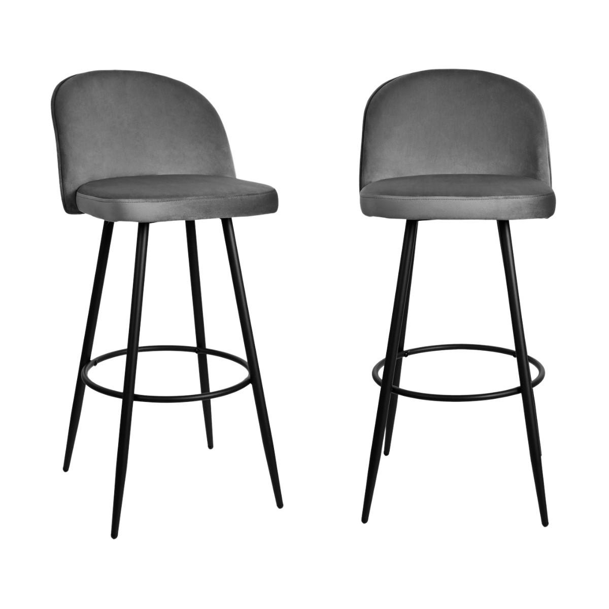 BARHOCKER (2er-set) aus samt - houndi 52/47/102 cm - Dunkelgrau, Textil (47/102/52cm) - Calicosy