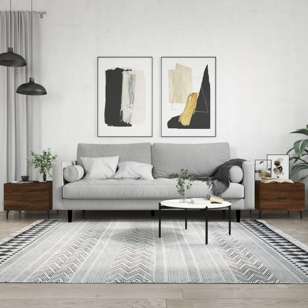 COUCHTISCHE 2 Stk. Braun Eichen-Optik 50x50x40 cm Holzwerkstoff - Braun, Holzwerkstoff (50/50/40cm) - furnicato