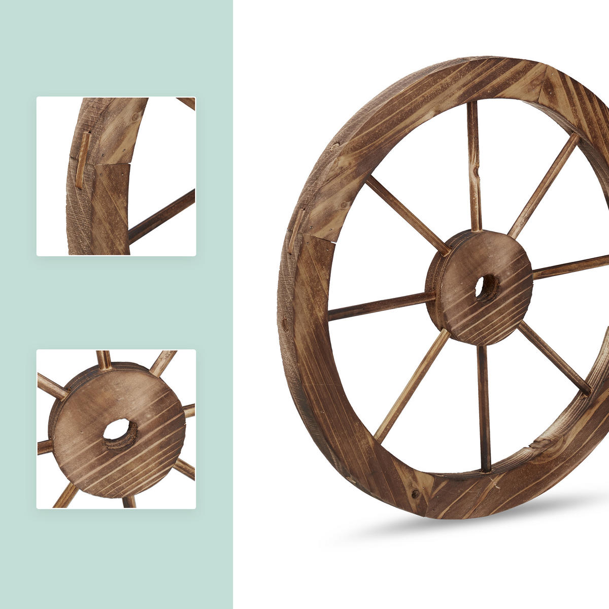 2XWAGENRAD - Braun, Holz (60/60/3cm) - Relaxdays