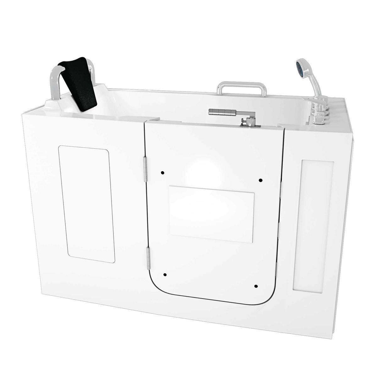 SITZWANNE Whirlpool Badewanne mit Tür S07WP-B-L 140x76cm - Weiß, Glas/Kunststoff (76/116/140cm) - AcquaVapore by Sandra Jentho