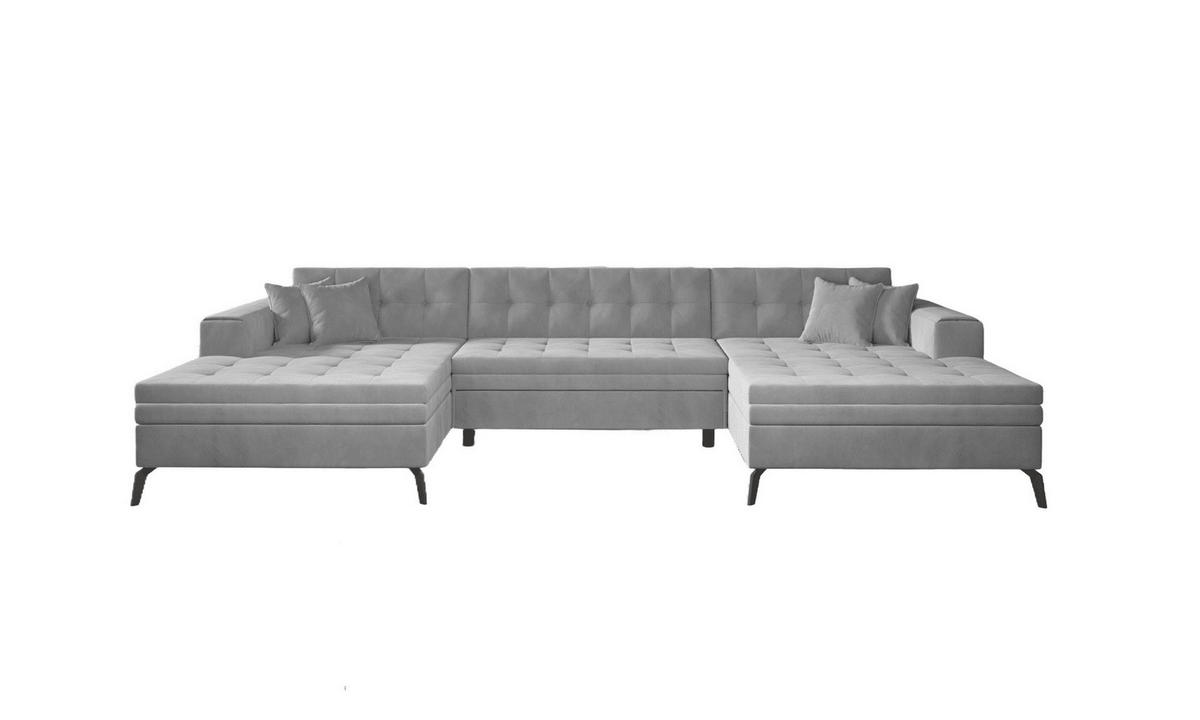 WOHNLANDSCHAFT mit Schlaffunktion, luxus Nube-Stoff - Schwarz/Grau, Textil/Metall (350/93/170cm) - Eltap