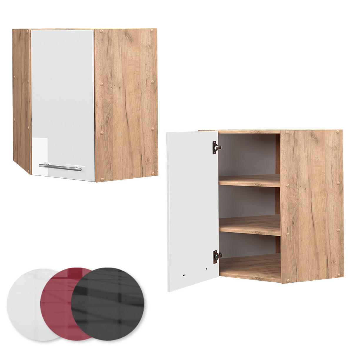 ECKHÄNGESCHRANK Fame-Line Weiß Hochglanz 57 cm - Honigeiche/Weiß Hochglanz, Holzwerkstoff (57/72/34.1cm) - Vicco