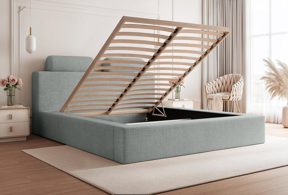 POLSTERBETT PELLIZZANO 140x200 cm, Dunkelgrau - Dunkelgrau, Textil (200/140cm) - Fedve