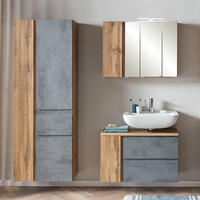 BADMÖBEL-SET 3-TLG. Vasto-03 - Grau, Holzwerkstoff (165/200/35cm) - Lomado