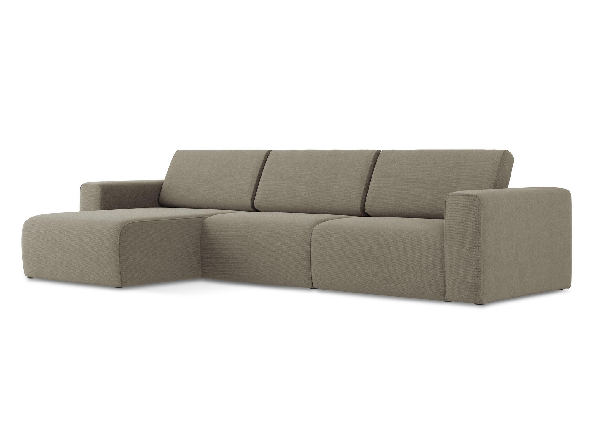 ECKSOFA Links Strukturstoff Stoff Beige - Beige/Schwarz, Kunststoff/Textil (167/314cm) - Makamii