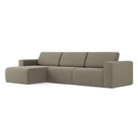 ECKSOFA Links Strukturstoff Stoff Beige - Beige/Schwarz, Kunststoff/Textil (167/314cm) - Makamii