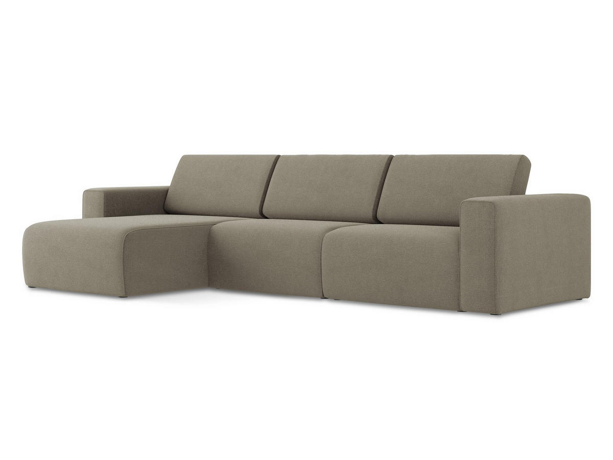 ECKSOFA Links Strukturstoff Stoff Beige - Beige/Schwarz, Kunststoff/Textil (167/314cm) - Makamii