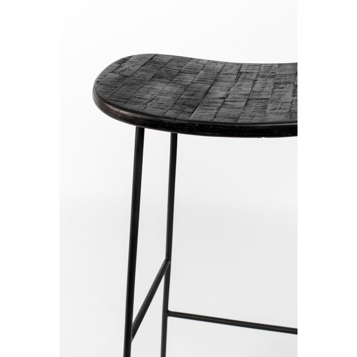 BARHOCKER aus recyceltem Teakholz und Metall, H76 cm - Tangle - color_black - Schwarz, Holz (40/80/30cm) - Drawer