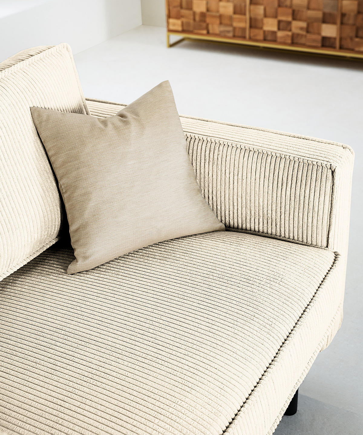 XL SESSEL - Beige/Schwarz, Textil/Metall (117/81/96cm) - home24
