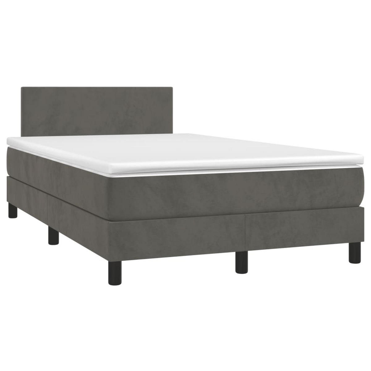BOXSPRINGBETT 120/200 Cm Grau Samt - Dunkelgrau, Textil (120/203cm) - vidaXL