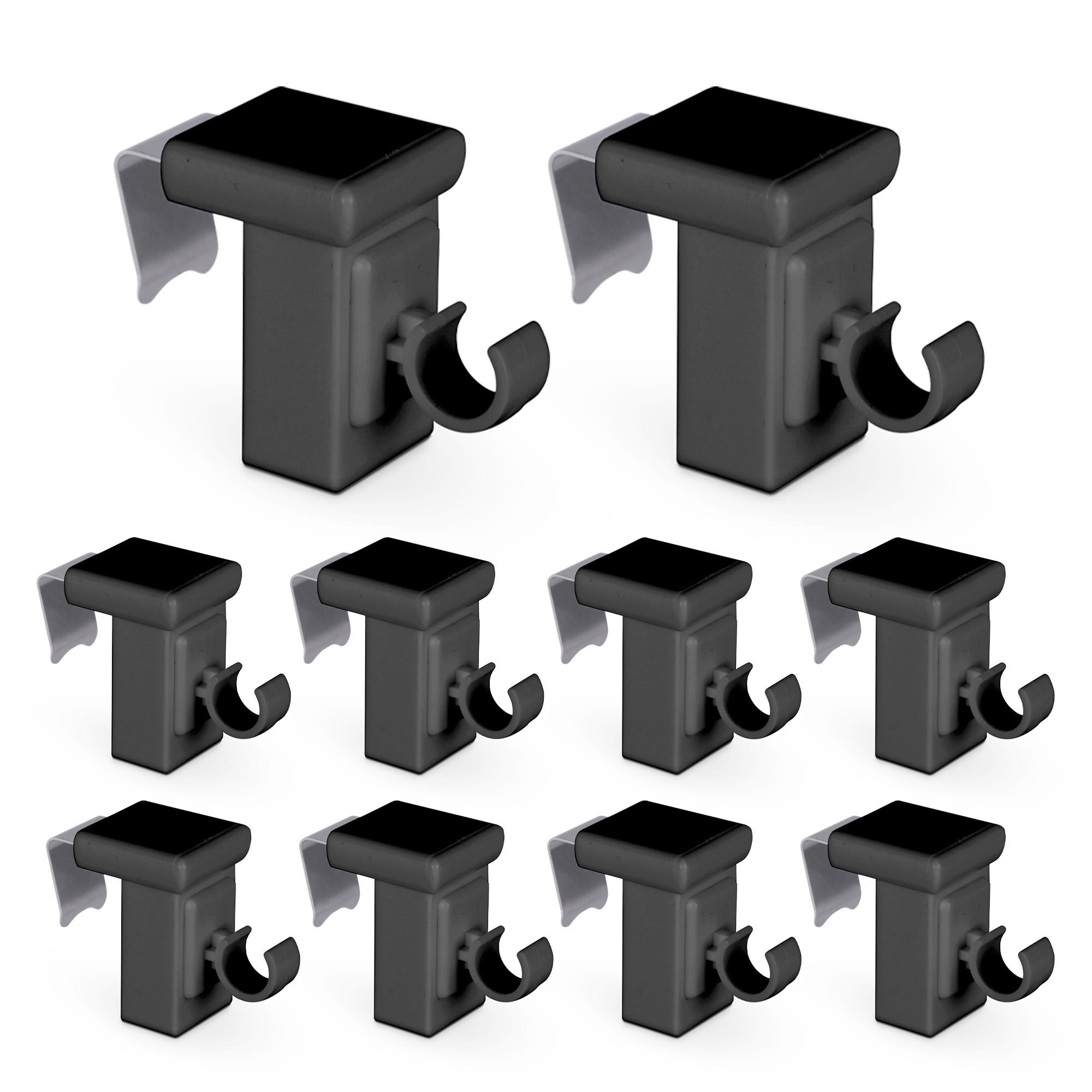KLEMMTRÄGER für Cafehausstangen 10er Pack - Anthrazit, Kunststoff (2/4/4cm) - Bestlivings