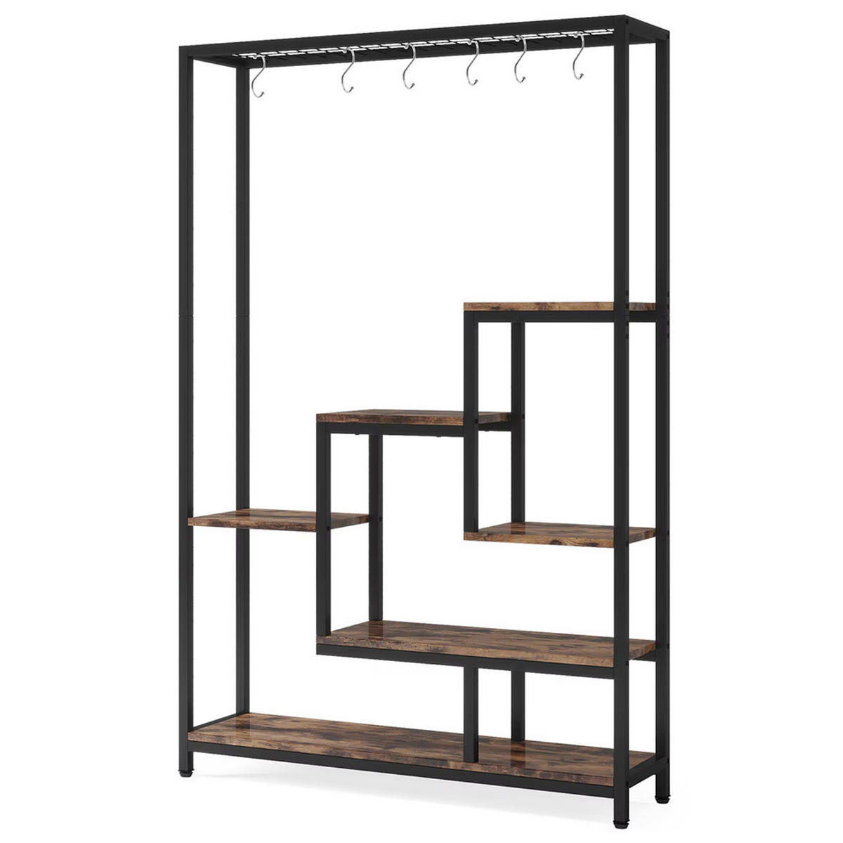 PFLANZENSTÄNDER 5-stufig Metall 180cm mit 10 S-Haken, Braun - Schwarz, Metall (100/180/30cm) - Kaket