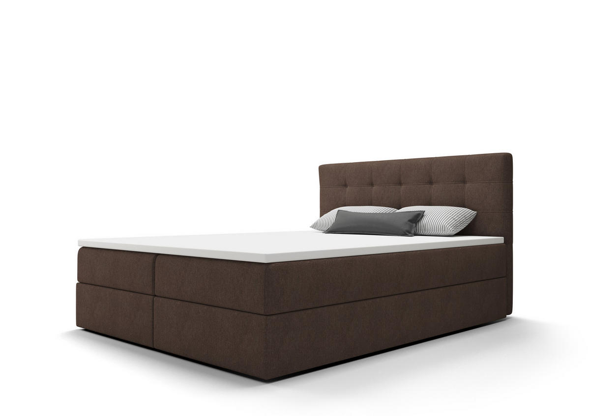BOXBETT FADO 2 200x200, mit Matratze H3 und Topper, Cosmic 800 - Dunkelbraun, Holz/Kunststoff (200/200cm) - Bedante