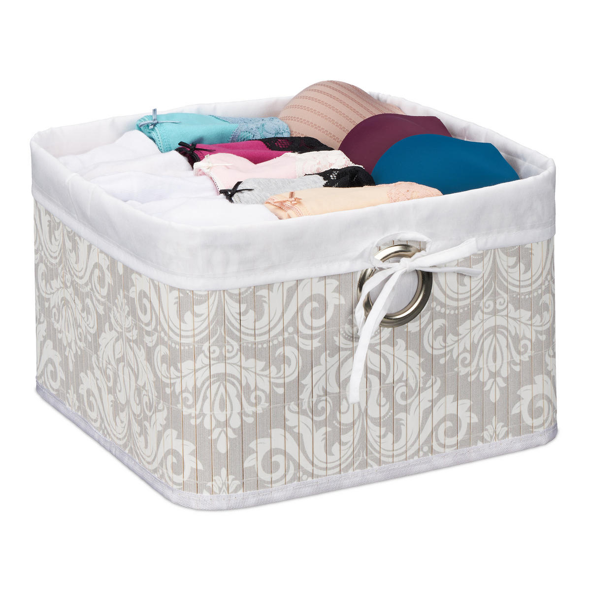 AUFBEWAHRUNGSKORB - Multicolor, Holz/Textil (31/20/31cm) - Relaxdays