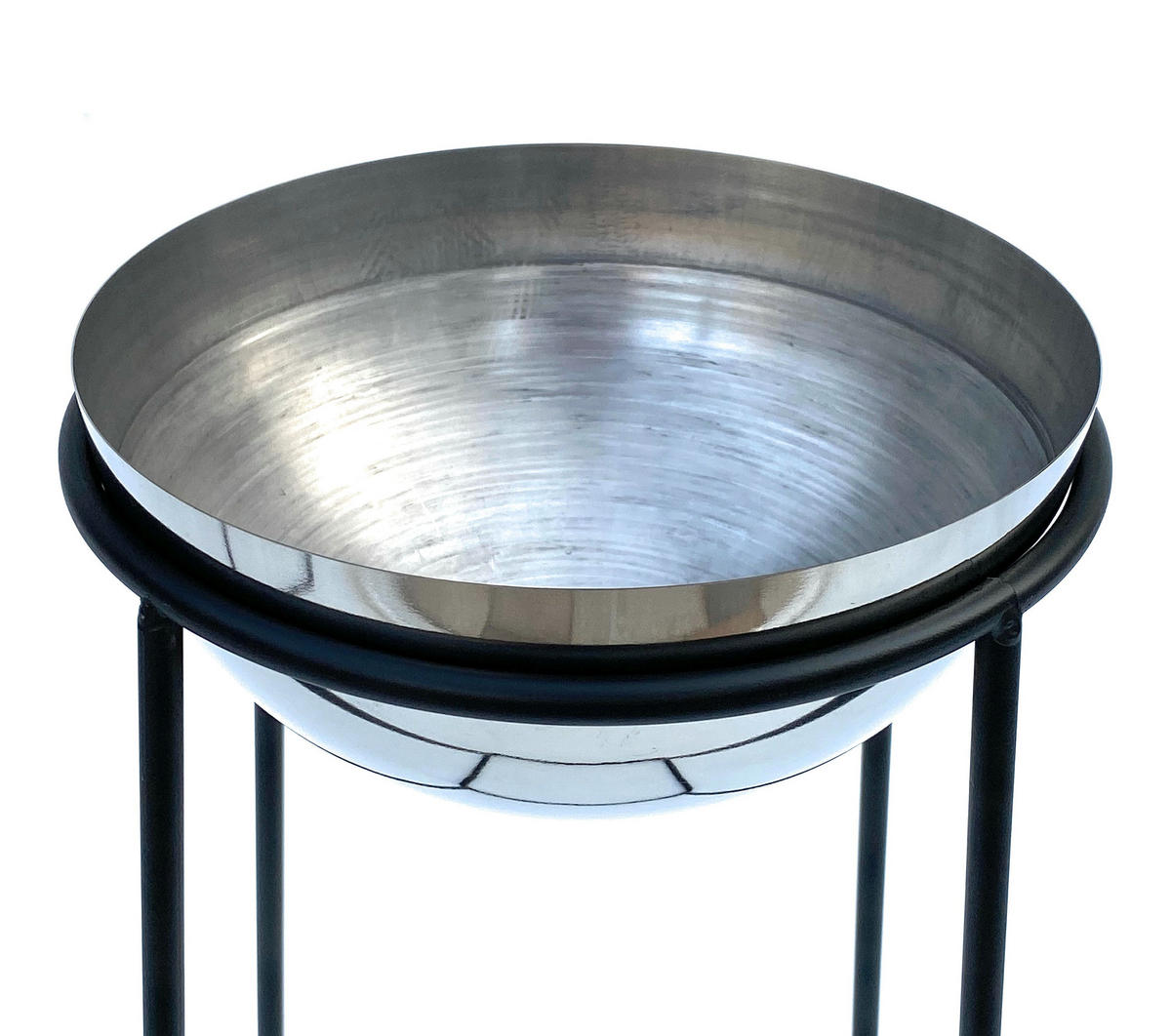 BLUMENHOCKER Schwarz Metall mit Topf Schwarz Silber 56 cm 96078 M - Schwarz, Metall (23/56/23cm) - DanDiBo