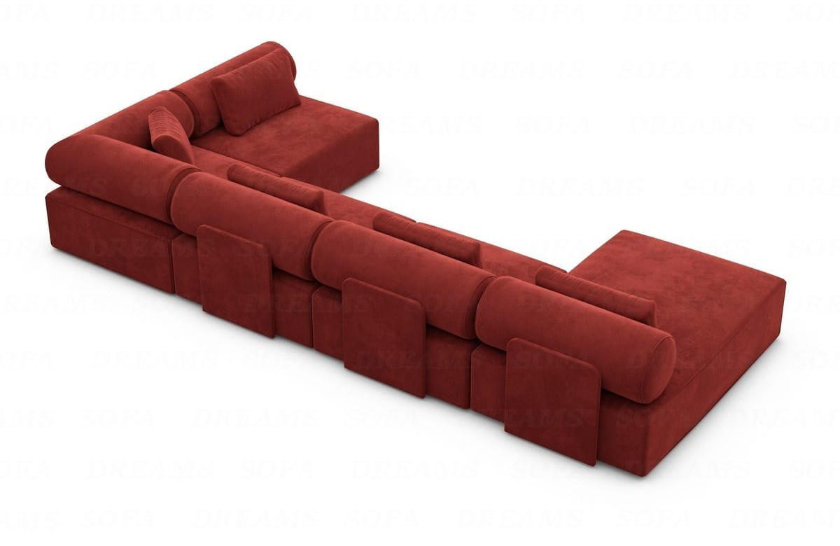 WOHNLANDSCHAFT Cipriani Rot Samtstoff - Rot, Kunststoff (400/77/200cm)