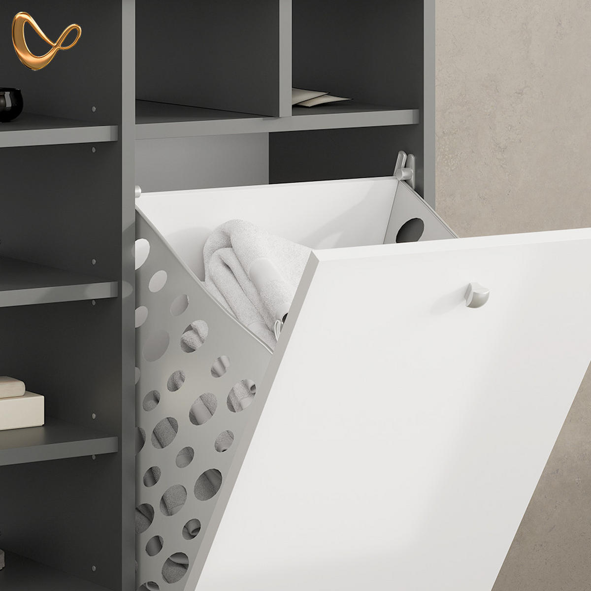 BADSCHRANK Fucino Weiß Hochglanz 78.4 x 91.6 cm - Weiß Hochglanz, Holzwerkstoff (78.4/91.6/34cm) - Livinity®