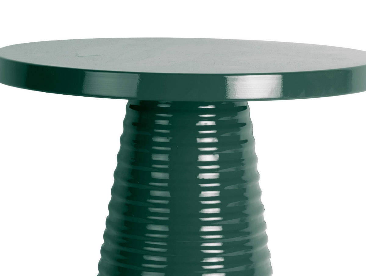 BEISTELLTISCH Catania Ribbed - Grün - 40/40/46 cm - Grün, Metall (40/40/46cm) - Leitmotiv