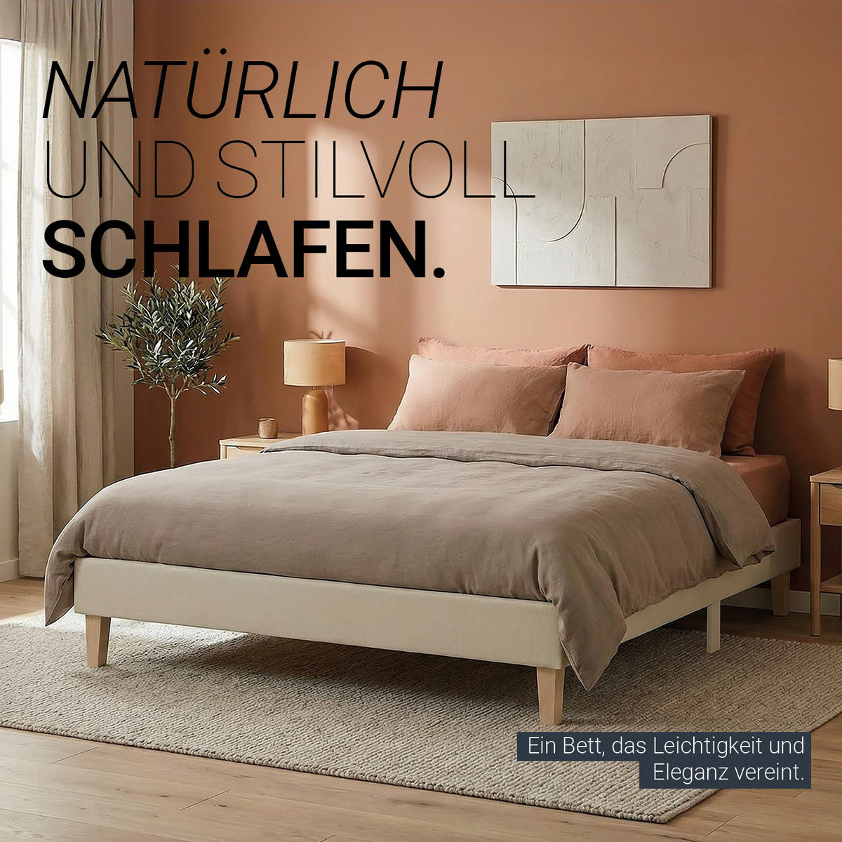 POLSTERBETT 140/200 cm in Beige + Lattenrost - Beige, Textil (140/200cm) - Homestyle4u