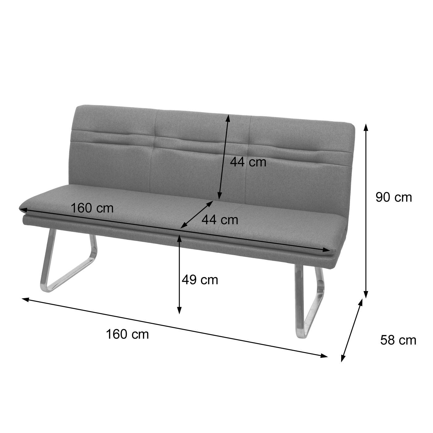 SITZBANK Cremeweiß, Silber - Silberfarben/Weiß, Textil (160/90/58cm) - MCW