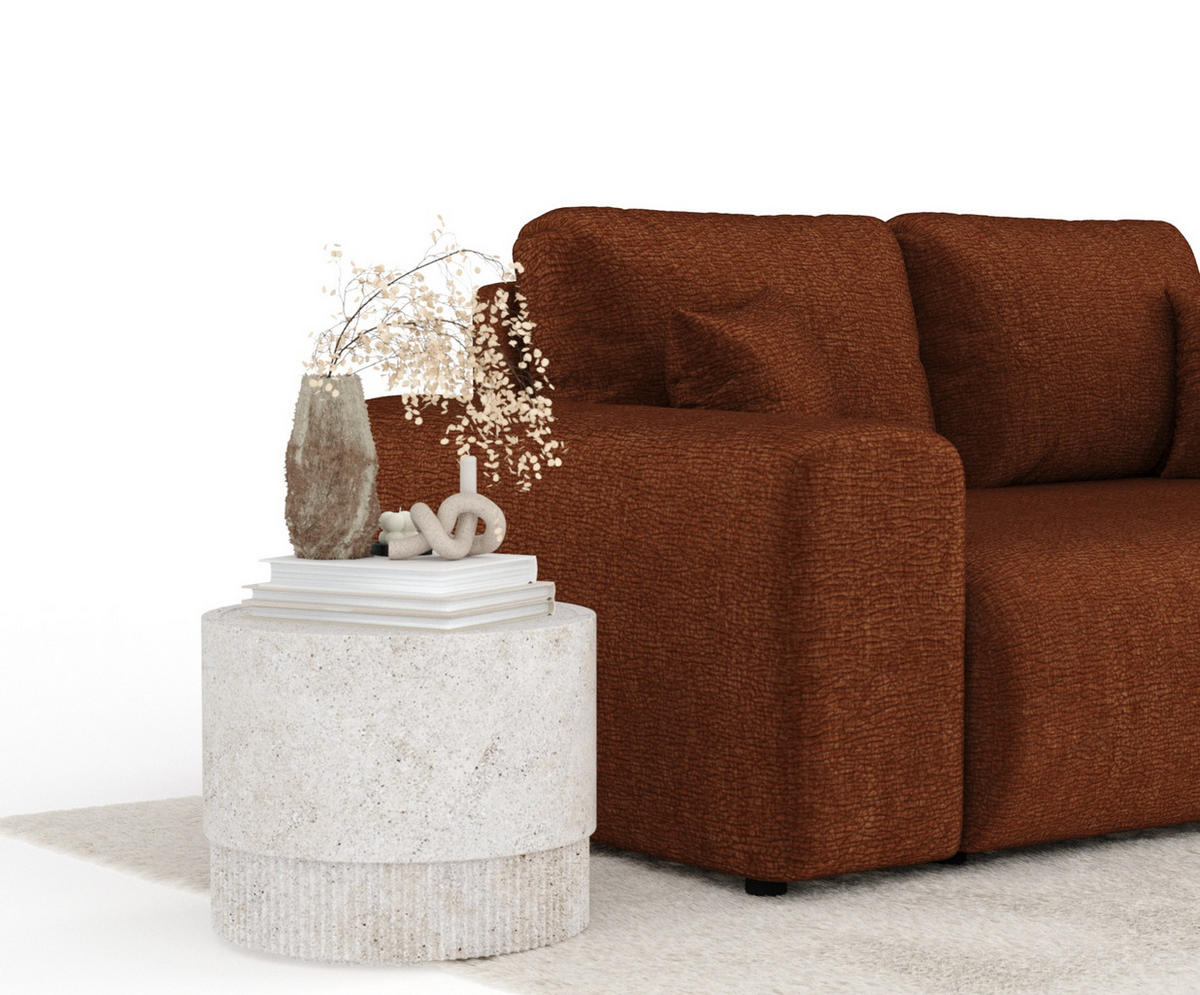 2-SITZER-SOFA Zanzibar Dunkelorange Chenille - Dunkelorange/Schwarz, Holz/Holzwerkstoff (178/79/108cm) - Maison de Reve