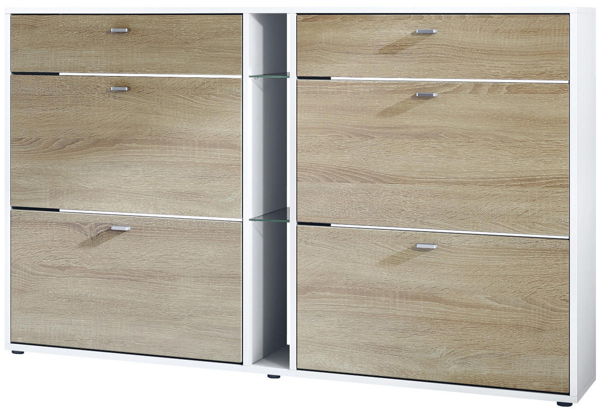 SCHUHSCHRANK Today Fronten in Eiche sägerau - Eiche San Remo, Holzwerkstoff (155.5/95/28cm) - Vladon