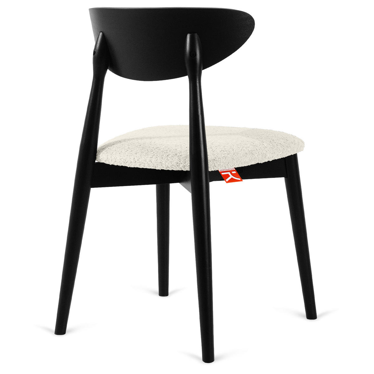 HOLZSTUHL RABI Küchenstuhl, 2-er Stuhl, Bouclé - Schwarz/Weiß, Holz/Textil (47/79/45cm) - KONSIMO®