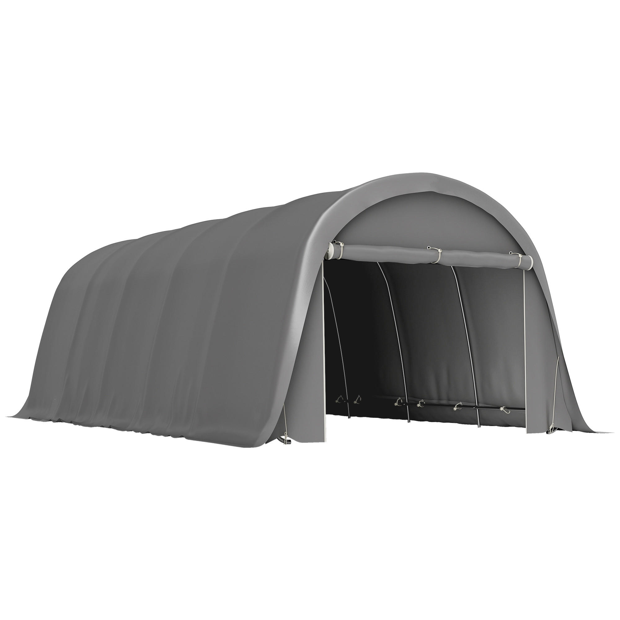 CARPORT DE-12720 360/720/270 cm UPF50+ mit Seitenwänden Dunkelgrau - Dunkelgrau, Metall (360/270/720cm) - ComfortXL