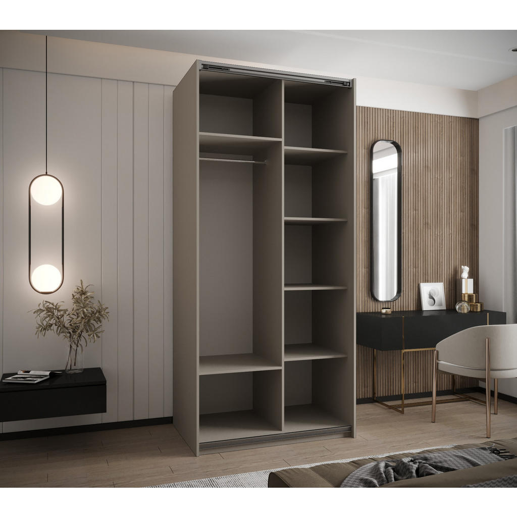 Thumbnail - Abiks Möbel Schwebetürenschrank, Kaschmir, Kaschmir, Gold, Metall, Nachbildung, 6 Fächer, 120x245x64 cm, Schlafzimmer, K...