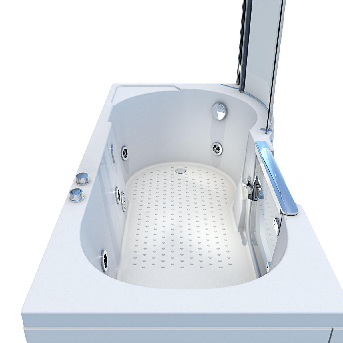 SENIORENDUSCHE Wanne Whirlpool S12D-WP-L 170x85 cm - Weiß, Glas/Kunststoff (85/200/170cm) - AcquaVapore by Sandra Jentho