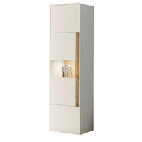 VITRINE weiß, Eiche Wotan 50 x 200 cm, Vitrinenschrank mit 5 Fächern - Eiche Wotan/Schwarz, Glas/Holzwerkstoff (50/197/40cm) - Furn.Design