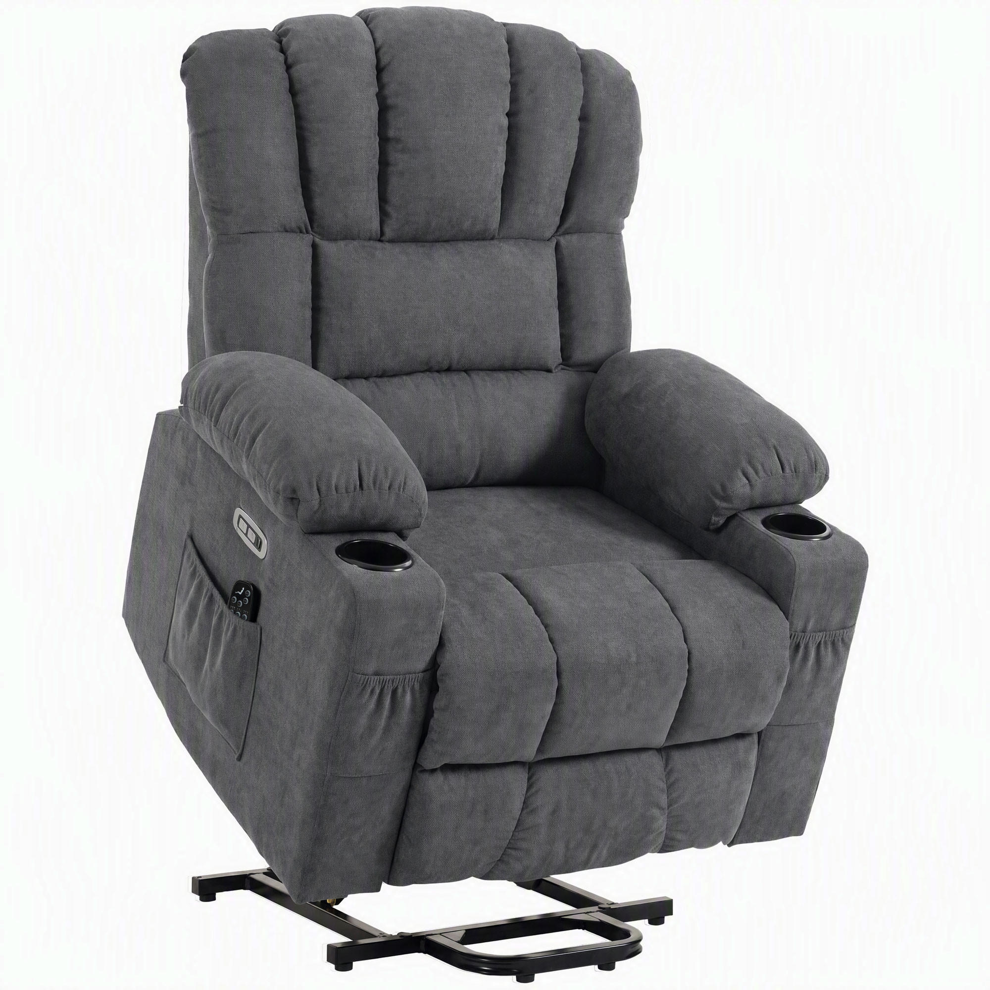 HOMCOM ELEKTRICKÁ zvedací židle, froté, 100% polyester, šedá