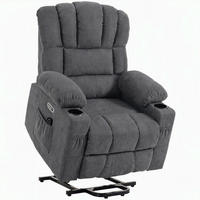 ELEKTRISCHER-AUFSTEHSESSEL Frottee 100 Polyester Grau - Grau, Textil/Metall (87/107/92cm) - HOMCOM