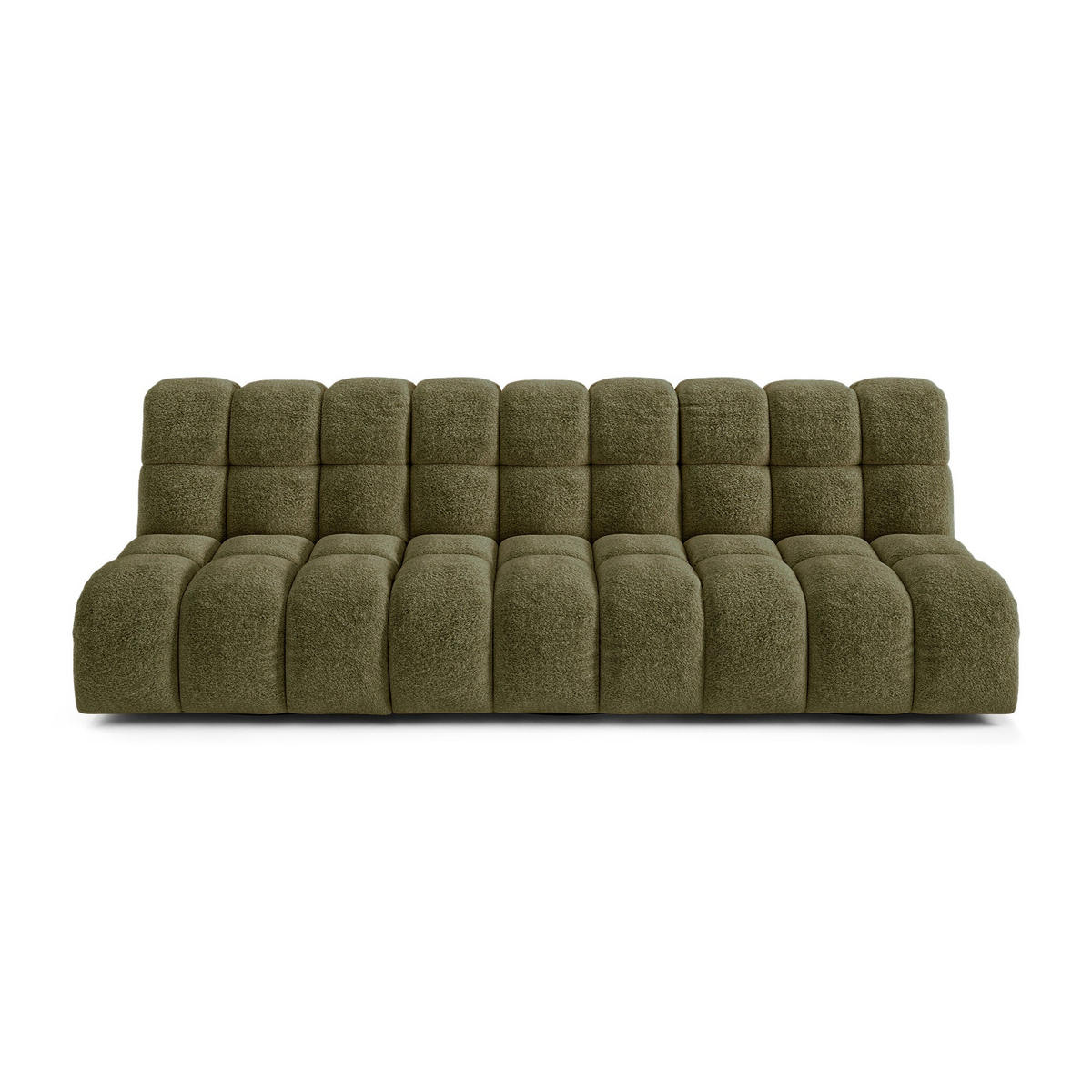 SOFA SEVEN Bouclé-Stoff Olivgrün 243cm - Olivgrün/Grün, Textil (243/77/98cm) - Premium Interiors