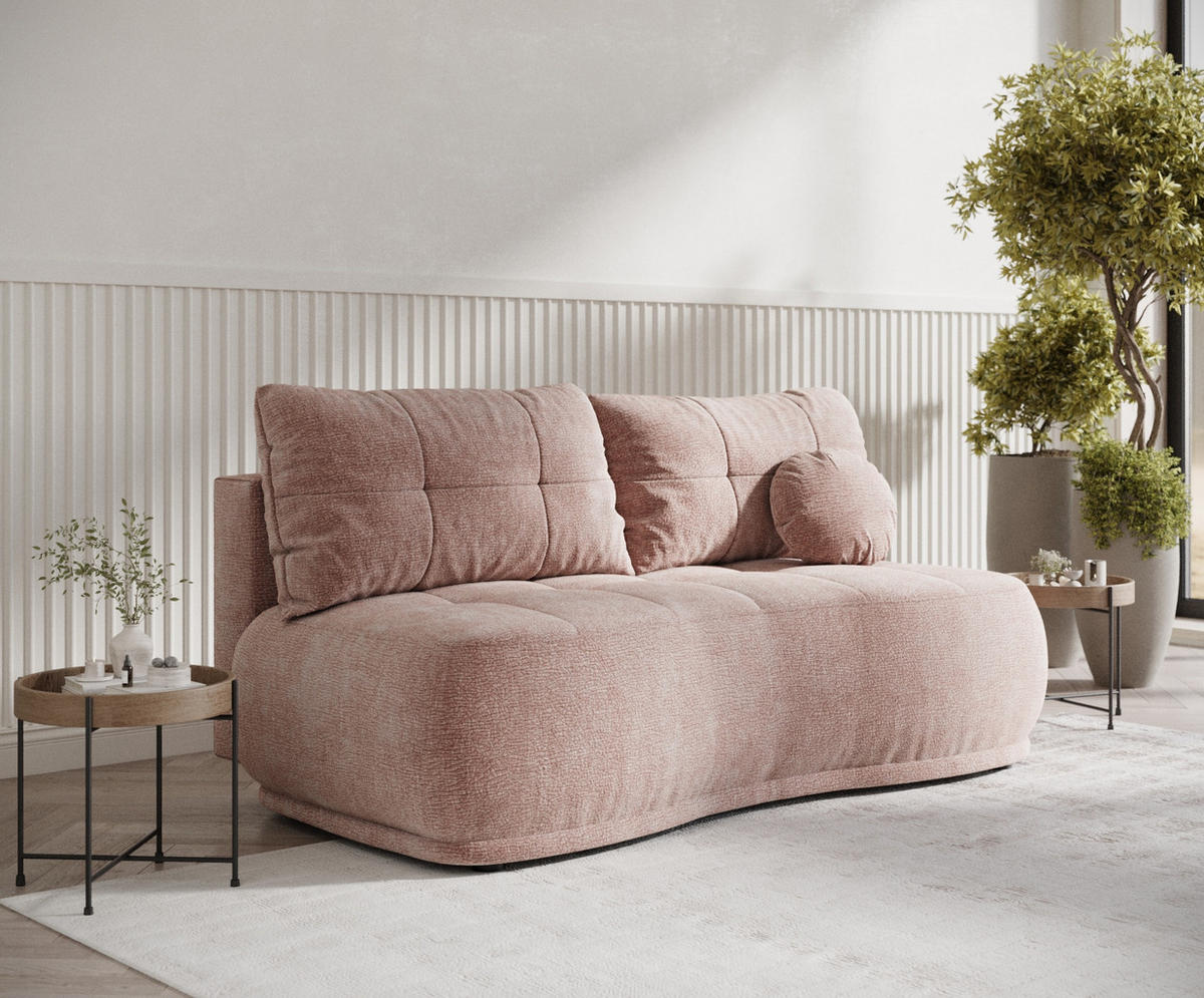 SCHLAFSOFA Cirrus Rosa Chenille - Schwarz/Rosa, Holz/Holzwerkstoff (206/95/105cm) - Maison de Reve