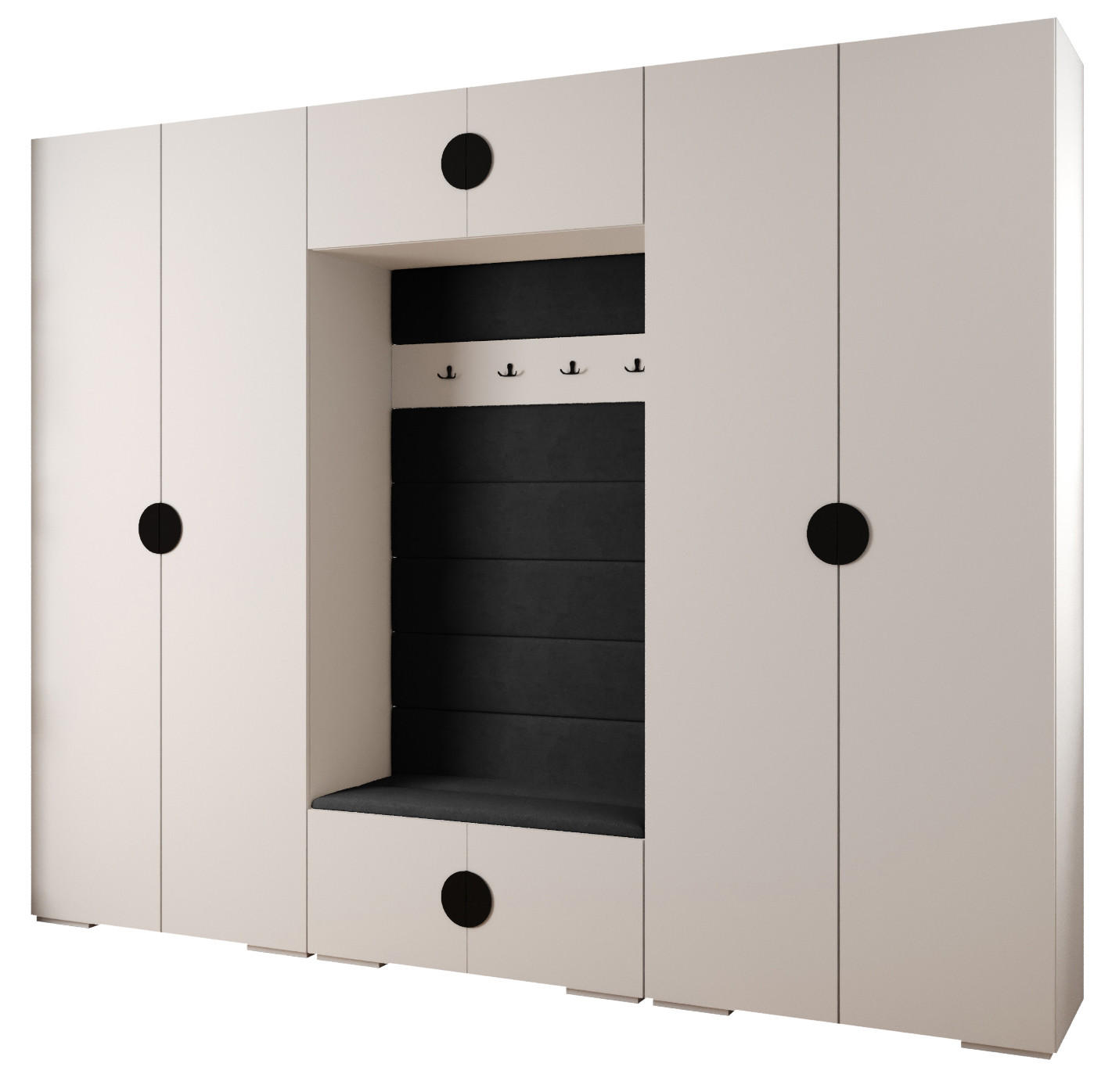 Abiks Möbel Garderoben-Set Weiß, Schwarz, Schwarz 300x236.7x47 cm