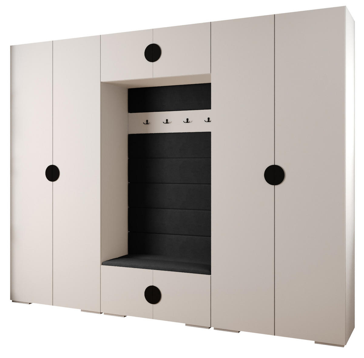 GARDEROBEN-SET 236,7/300/47 - Schwarz/Weiß, Holz/Metall (300/236.7/47cm) - Abiks Möbel