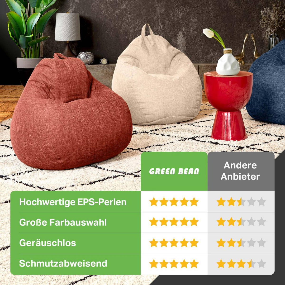 SITZSACK Indoor "Home Linen" - 200 Liter - Gelb, Textil (80/90/50cm) - Green Bean