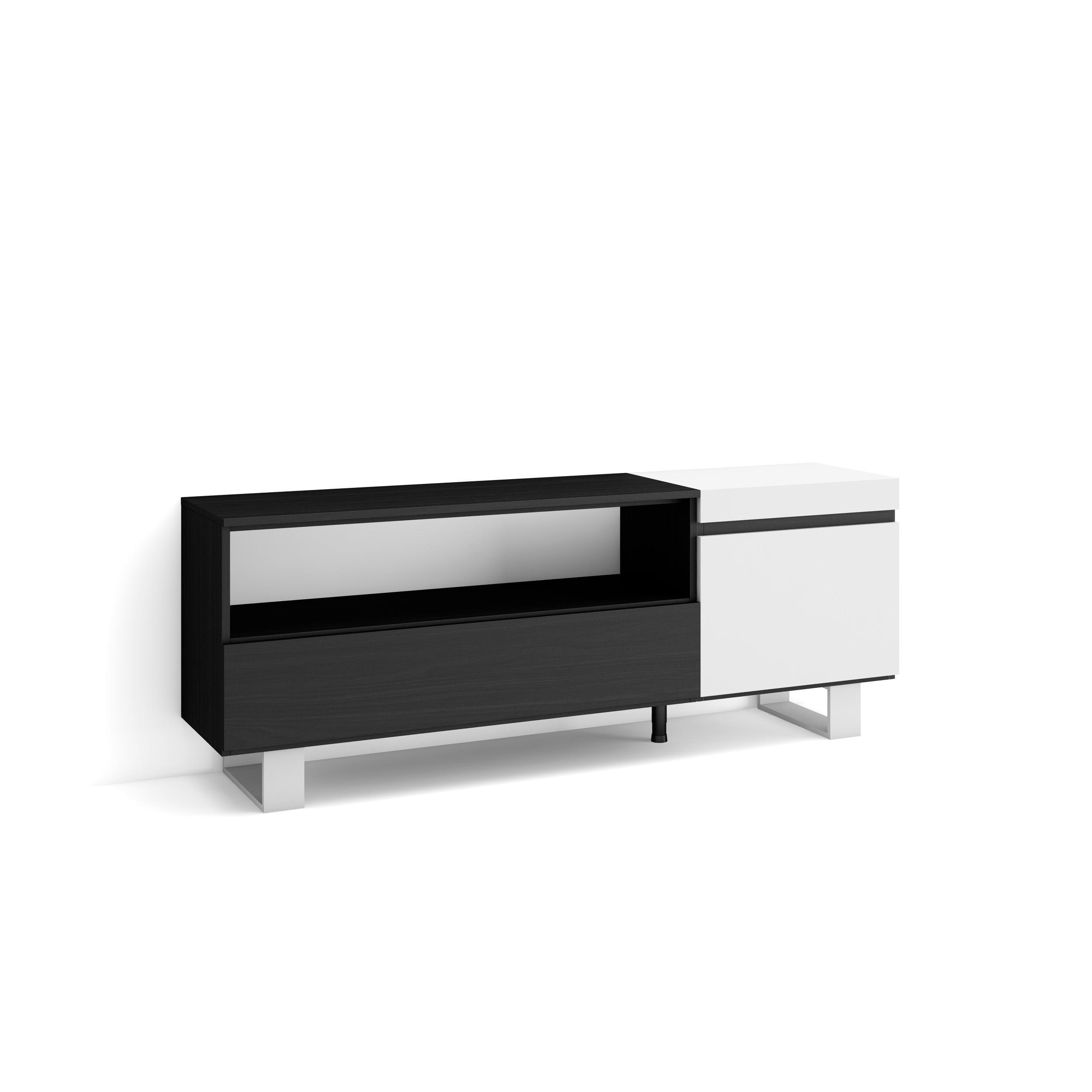 Skraut Home Lowboard, Weiß, Schwarz 150x57x35 cm