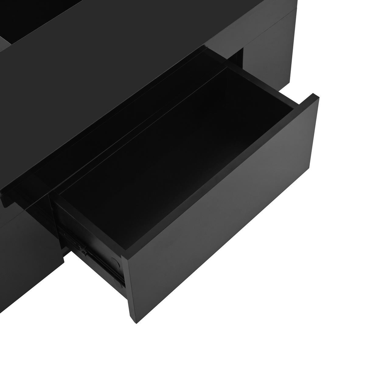 COUCHTISCH DE-063 LED-Ausziehbar Schwarz/Weiß - Schwarz, Holzwerkstoff (50/80/36cm) - ComfortXL