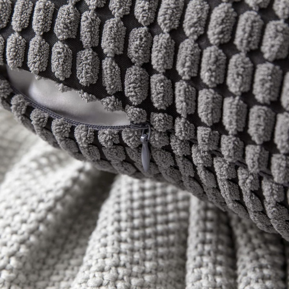 KISSENHÜLLE 45/45 cm，2er-Set - Hellgrau, Textil (45/45cm) - Kaket