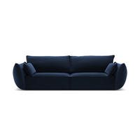 SOFA Kaelle aus Samt königsblau 3 Sitzplätze - Blau, Textil (100/85/208cm) - Micadoni