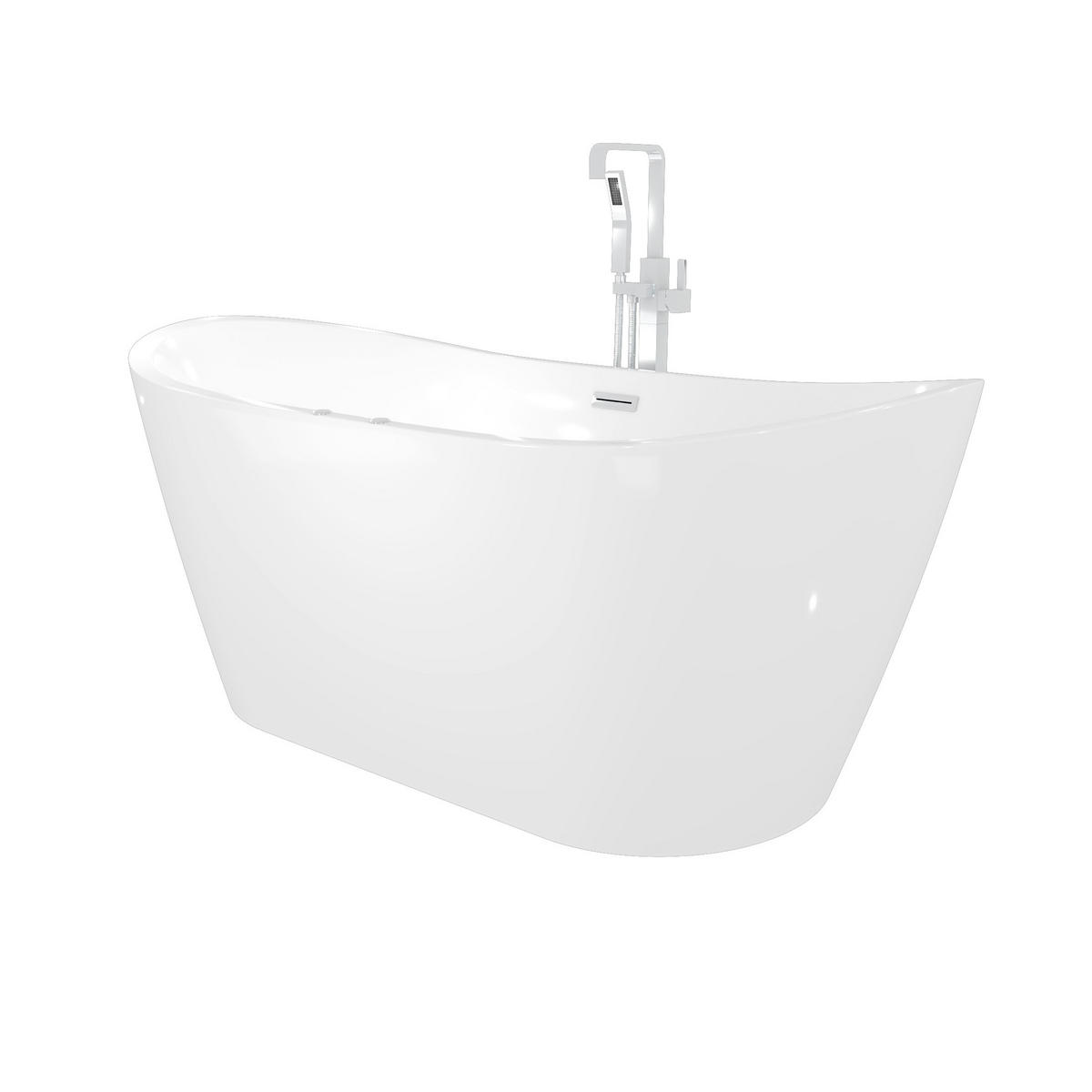 FREISTEHENDE Wanne F23 180cm Whirlpool Luft & Wasser Armatur AF05 - Weiß, Glas/Kunststoff (80/72/180cm) - AcquaVapore by Sandra Jentho