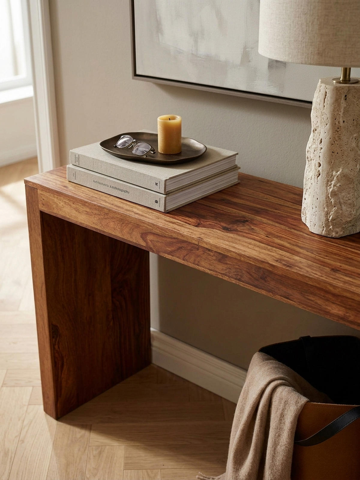 KONSOLENTISCH – Massivholz, platzsparend, Landhausstil, stabiles Gestell - Braun, Holz (40/115/75cm) - KADIMA DESIGN