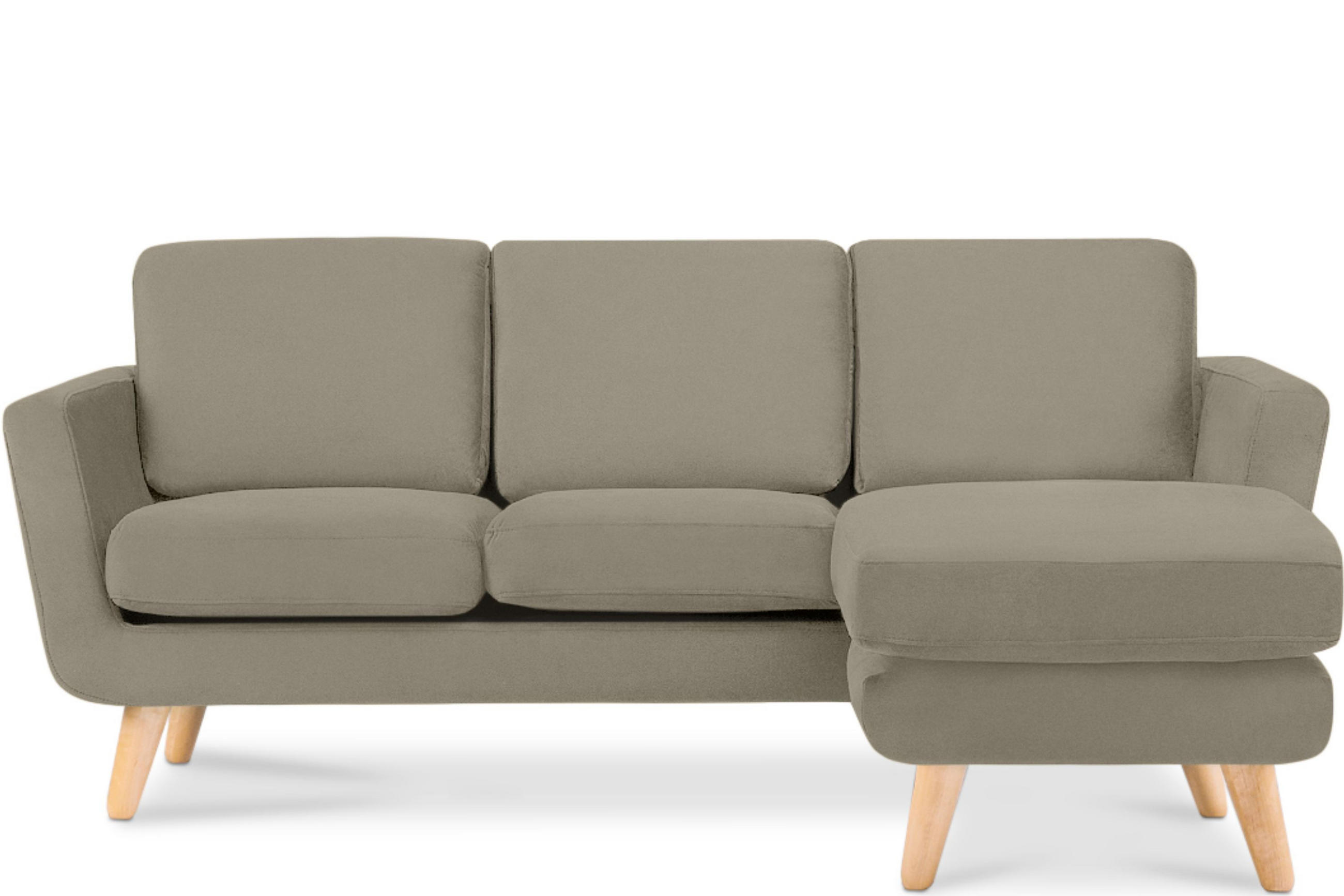 ECKSOFA-RECHTS TAGIO 3/4 Sitzer, Beige - Beige/Braun, Buchenholz/Textil (190/151cm) - KONSIMO®