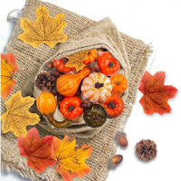 HERBSTDEKO Set 50-teilig mit Kürbissen und Blättern - Multicolor, Kunststoff (10cm)